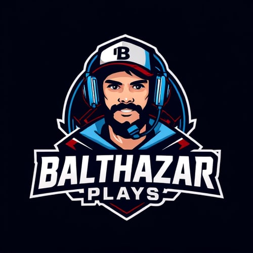 AI Design for Banner for a gaming YouTube channel featuring a guy in a cap and headphones with a microphone, titled BalthazarPlays