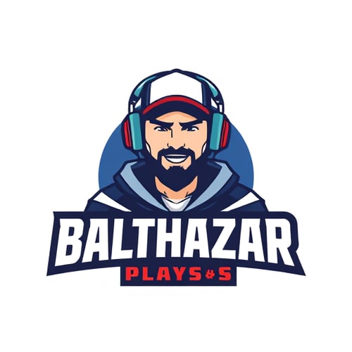 AI Design for Banner for a gaming YouTube channel featuring a guy in a cap and headphones with a microphone, titled BalthazarPlays