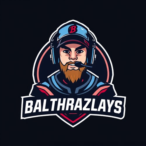 AI Design for Banner for a gaming YouTube channel featuring a guy in a cap and headphones with a microphone, titled BalthazarPlays