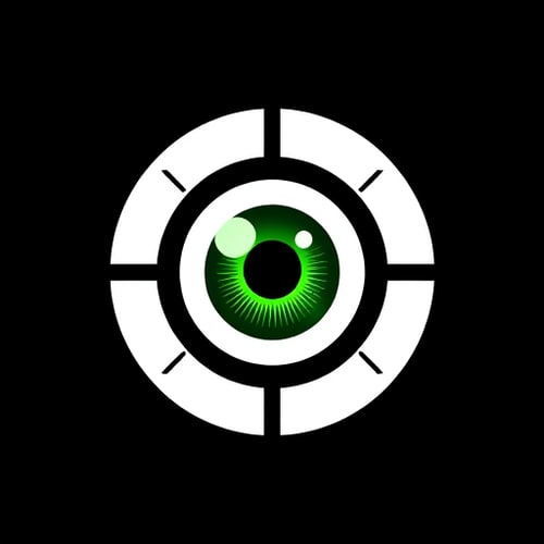 AI Design for A green eye in a black scope