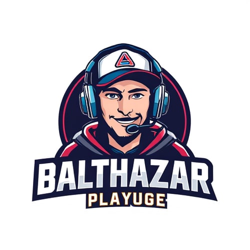 AI Design for Banner for a gaming YouTube channel featuring a guy in a cap and headphones with a microphone, titled BalthazarPlays