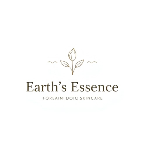 AI Design for Minimalist logo for an artisanal skincare brand named "Earth's Essence": Botanical illustration of a delicate leaf or flower, muted earthy tones of moss green, soil brown, and a touch of warm beige, elegant and understated serif font. Design inspired by natural forms and a clean, organic aesthetic, with fine line art and subtle textures, on a clean white background.