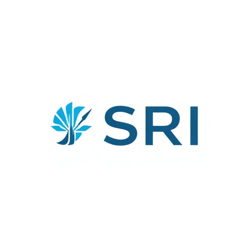 AI Design for create a needle design to "SRI " main word after under name the needle design create the logo .