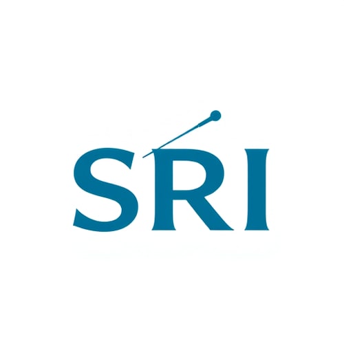 AI Design for create a needle design to "SRI " main word after under name the needle design create the logo .