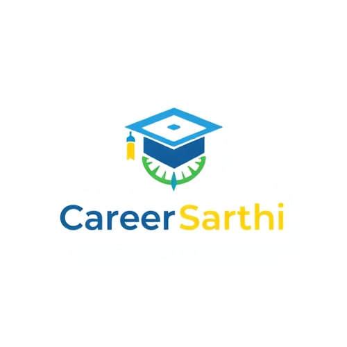 AI Design for "Design a modern minimalistic logo for ‘Career Sarthi’. The logo should combine a graduation cap and a guiding compass/arrow, symbolizing career counselling and guidance. Use a professional and futuristic style with blue, green, and subtle yellow/orange colors. The logo should feel supportive, inspiring, and tech-driven, suitable for an education web application."