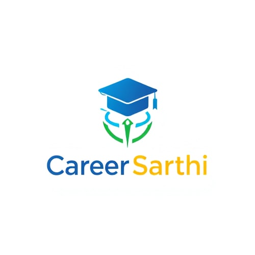 AI Design for "Design a modern minimalistic logo for ‘Career Sarthi’. The logo should combine a graduation cap and a guiding compass/arrow, symbolizing career counselling and guidance. Use a professional and futuristic style with blue, green, and subtle yellow/orange colors. The logo should feel supportive, inspiring, and tech-driven, suitable for an education web application."