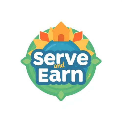 AI Design for Serve and earn An app that uses gamification to encourage community service.Users could earn points or rewards for volunteering, making it fun and engaging for people to help. Which should be unique and motivated 