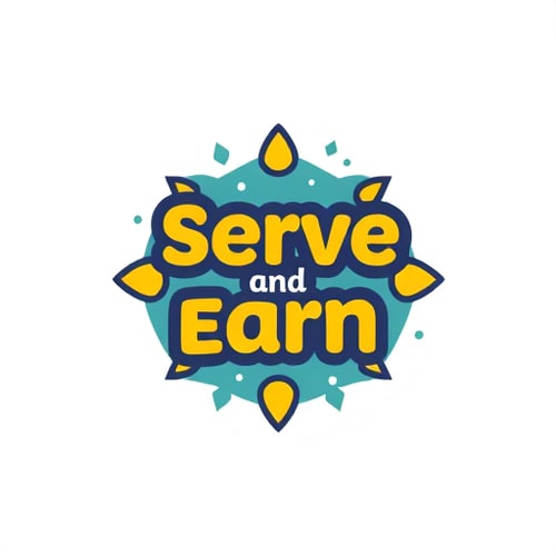 AI Design for Serve and earn An app that uses gamification to encourage community service.Users could earn points or rewards for volunteering, making it fun and engaging for people to help. Which should be motivated and be unique and society based . creat a app front page for the app which should be friendly 