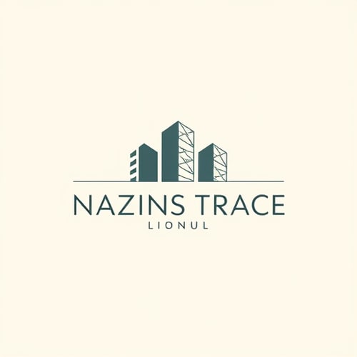 AI Design for Minimalist logo for an architectural design Instagram page named "NAZRINS TRACE": Abstract representation of a blueprint trace overlaying a subtle building silhouette, representing precision and creative vision, Dark charcoal grey, a muted deep teal, and a crisp off-white, Geometric sans-serif font with clean, sharp lines, mirroring architectural drawing instruments, Incorporating subtle geometric patterns and precise line work, reflecting modern architectural principles, rendered with a slight gradient to add depth to the line work, and a clean, solid off-white background