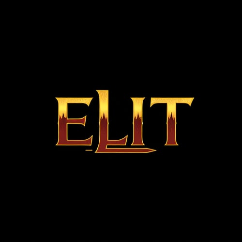 AI Design for Give me an idea for the logo, it's the music band ELIT and I need the letter E to be catchy and the other letters in the name to be recognizable on the logo and to be interesting at first glance and to have some shade of gold, a black background and to be downloadable as a png
