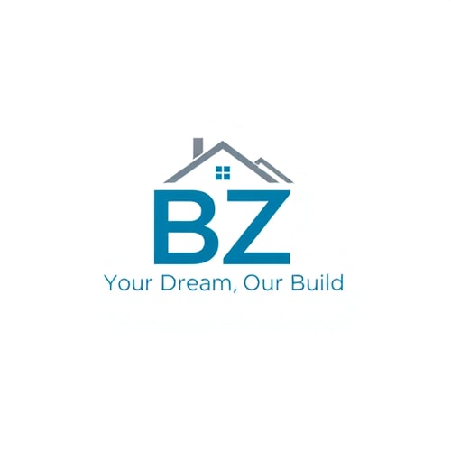 AI Design for Design a modern, minimalist, and professional logo for a construction and renovation brand, featuring the initials ‘BZ’ as the main focus. Include the slogan: ‘Your Dream, Our Build’. The logo should convey trust, quality, and creativity. Incorporate subtle elements like houses, buildings, or construction tools in a sleek and elegant way. Use a clean, bold font. Preferred colors: blue, gray, white, or earthy tones. The logo must be versatile for social media, business cards, and signage, and look great in both full color and monochrome. High-resolution output required.