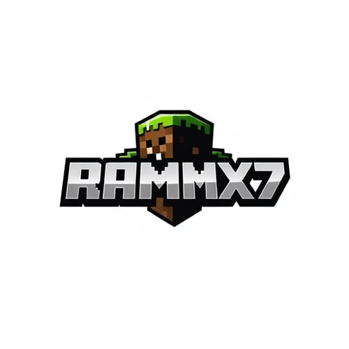 AI Design for MAKE A MINECRAFT LOGO FOR PROFILE AND NAME ramX7 middle of the logo