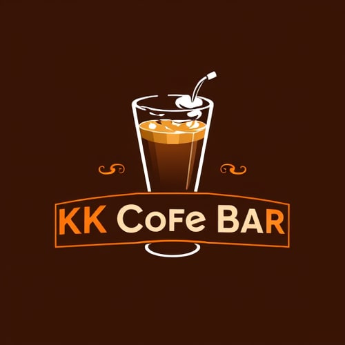 AI Design for Please make me a logo for my new cafe bar. Its name is KK Coffee Bar. It has a glass of cold coffee. The logo should be attractive. The colors should be beautiful.