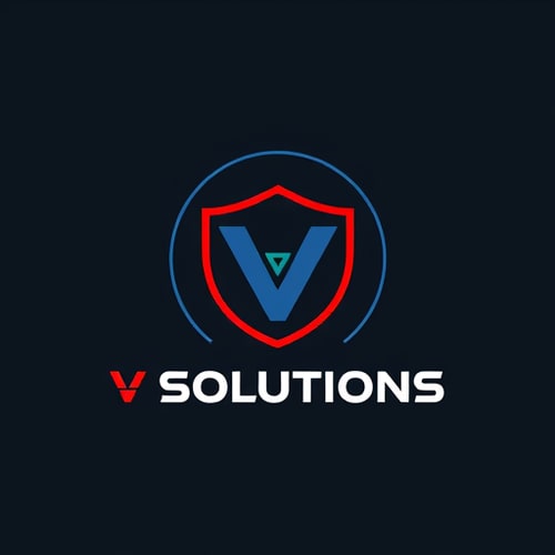 AI Design for 📛 Name Suggestion V SOLUTIONS ________________________________________ 🎨 Theme & Style • Theme: YOUR SAFETY IS OUR PRIORITY • Style: Modern, minimal, professional, tech-inspired ________________________________________ 🌈 Colors • Blue → Trust, safety, technology • Black/Grey → Strength, professionalism • Red (accent) → Alertness, warning, protection ________________________________________ ✨ Vibe & Inspiration • A shield + CCTV camera icon merged together (symbol of protection) • Clean typography with bold, futuristic fonts • Circular shape to symbolize 360° surveillance • Simple but powerful look (works on both digital and print) ________________________________________ 👉 PLEASE design and show logo image for this concept 