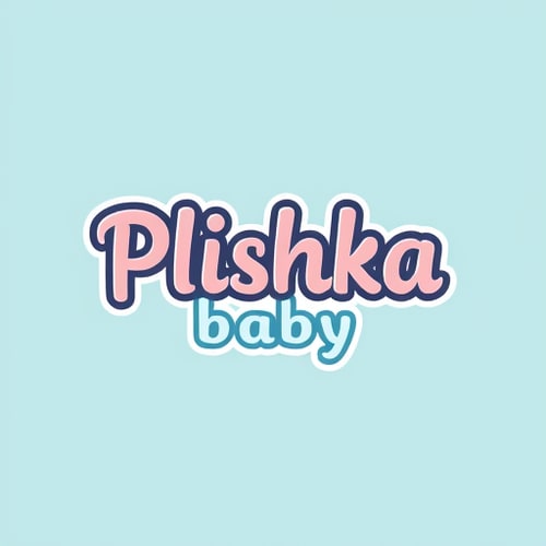 AI Design for I want to design logo from name of the brand Plishka baby I want logo frm that text with powerful lines and pastel colors