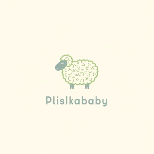 AI Design for Minimalist for a cozy baby woolen blanket company named "Plishka baby": Soft, textured wool pattern with a gentle sheep silhouette, Pastel blues, gentle greens, and creamy whites, Rounded, friendly sans-serif font. Design inspired by nature and Scandinavian minimalism, featuring delicate line work for the sheep and subtle variations in wool texture, and a clean, solid background.