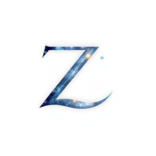 AI Design for A Z interwoven with a crescent moon, subtly incorporating a tiny, bright Polaris star — a smooth, elegant, and modern pictorial letterform logo, with a delicate and sophisticated aesthetic, featuring a soft gradient of deep indigo, shimmering silver, and hints of pale gold, illuminated by a gentle, ethereal glow reminiscent of moonlight, in a clean, abstract, vector art style, with fine lines and subtle curves to suggest luxury and celestial wonder, on a pristine white background. 