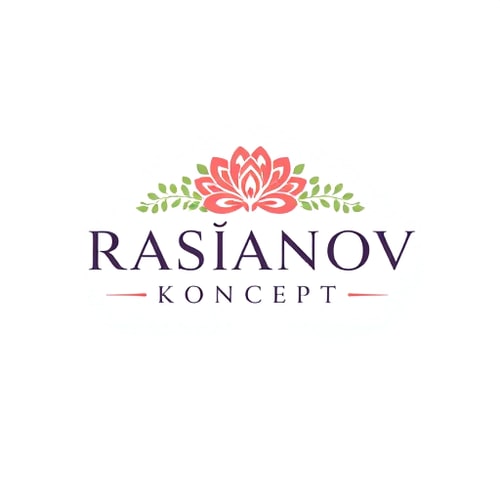 AI Design for logo for flower shop named RAДANOV KONCEPT, I want only text in logo but it has to be asociatated with theme, modern and it needs to look expensive