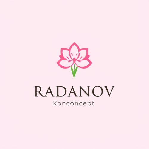 AI Design for I want to create logo for flower shop, I want it minimal but with flower incuded somewhere, I need it to be suitable for small printings without much details, the name is RADANOV koncept, RADANOV is the primary word