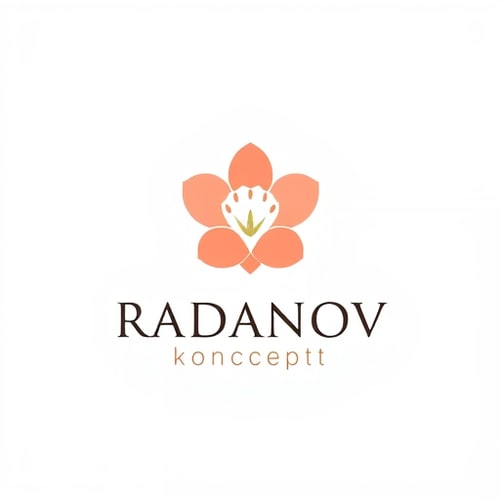 AI Design for I want to create logo for flower shop, I want it minimal but with flower incuded somewhere, I need it to be suitable for small printings without much details, the name is RADANOV koncept, RADANOV is the primary word