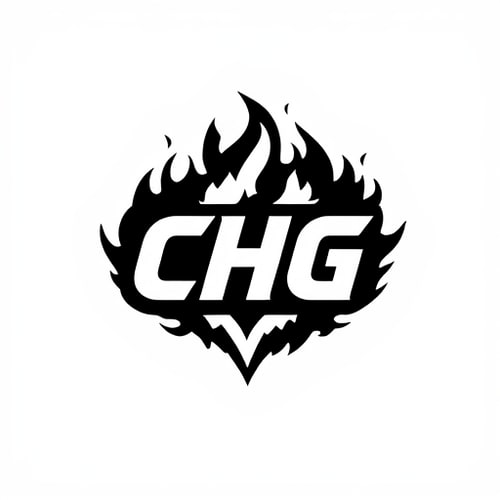 AI Design for Make a logo named CHG animated and black and white flames background with some good effectss 