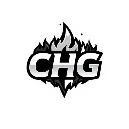 AI Design for Make a logo named CHG animated and black and white flames background with some good effectss 