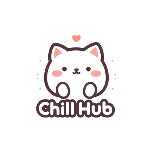 AI Design for Make a Chill Hub named logo background mochi cat 