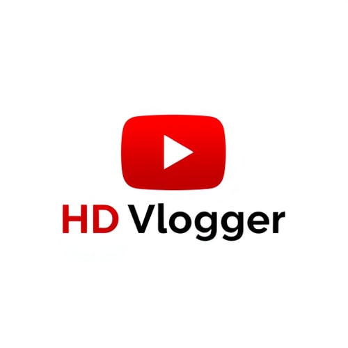 AI Design for Create a modern and stylish logo for a YouTube channel named "HD Vlogger". The design should reflect high-definition quality, creativity, and the essence of vlogging. Use bold and clean typography for "HD Vlogger". Incorporate elements like a camera lens, play button, or film reel subtly into the design. Color scheme: vibrant red, black, and white (YouTube theme inspired). The logo should look sleek, minimal, and professional, easily recognizable even in small size. Make it futuristic yet simple, perfect for YouTube channel branding. 