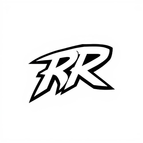AI Design for Letterform for a streetwear brand named "RR": A bold and iconic interlocking "RR" monorgan, Minimalist and urban, Black,l and white, Strong, geometric sans-serif with sharp edges. Design with influences from classic hip-hop and graffiti art, with a focus on clean lines and impactful negative space, rendered in a vector art style, on a transparent background.