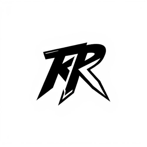 AI Design for Letterform for a streetwear brand named "RR": A bold and iconic interlocking "RR" monorgan, Minimalist and urban, Black,l and white, Strong, geometric sans-serif with sharp edges. Design with influences from classic hip-hop and graffiti art, with a focus on clean lines and impactful negative space, rendered in a vector art style, on a transparent background.