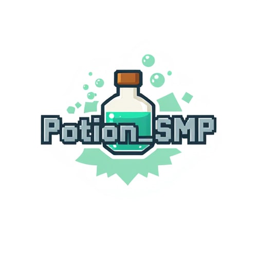 AI Design for crate a logo for Potion_SMP Background will be in potion and front wrie Potion_SMP in minecarft theme
