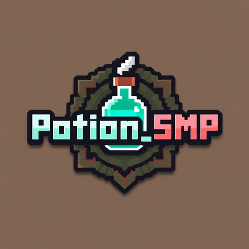 AI Design for crate a logo for Potion_SMP Background will be in potion and front wrie Potion_SMP in minecarft theme thar poition on back on Potion_SMP not on up more uniwue in minecraft theme.miire uniques.made in 3D more unique in amazing and 3d