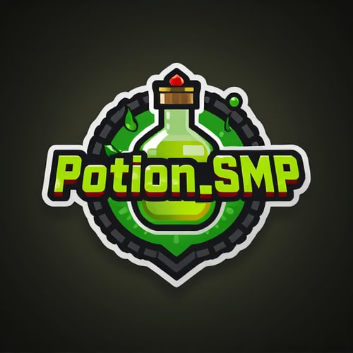 AI Design for crate a logo for Potion_SMP Background will be in potion and front wrie Potion_SMP in minecarft theme thar poition on back on Potion_SMP not on up more uniwue in minecraft theme.miire uniques.made in 3D more unique in 3D model 