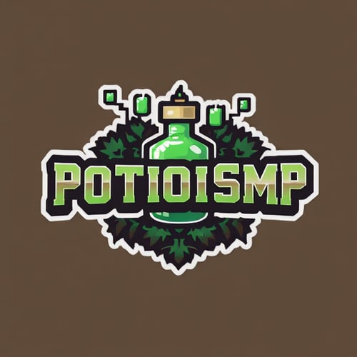 AI Design for crate a logo for Potion_SMP Background will be in potion and front wrie Potion_SMP in minecarft theme thar poition on back on Potion_SMP not on up