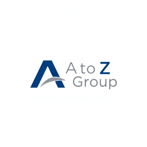 AI Design for Letterform for a business consulting firm named "A to Z Group": A stylized A and Z intertwined, Color palette: professional blues and grays, Typography: clean sans-serif. Design inspired by classic corporate logos, with a modern minimalist execution, and a white background.