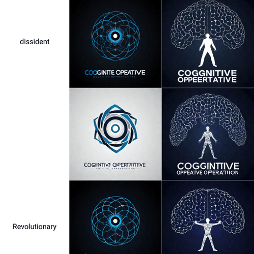 AI Design for a logo for a dissident, dynamic modern company called "cognitive operative"
