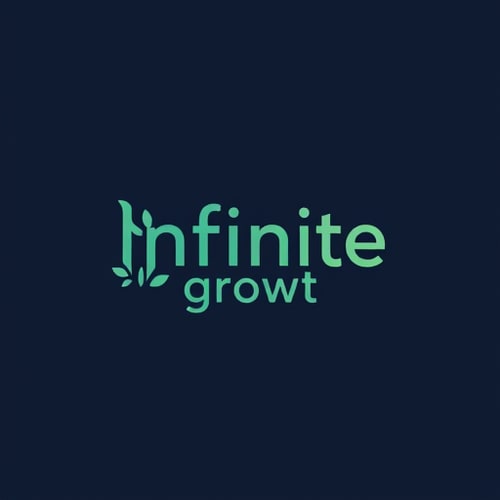 AI Design for CREATE A LOGO WITH NAME infinite growth...catchy attractive mild colours and small text belwo