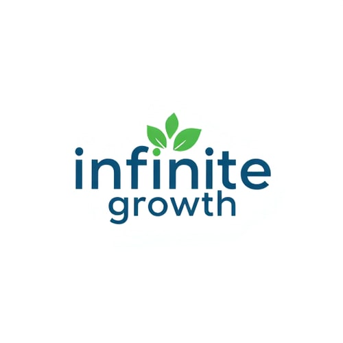 AI Design for CREATE A LOGO WITH NAME infinite growth...catchy attractive mild colours and small text belwo