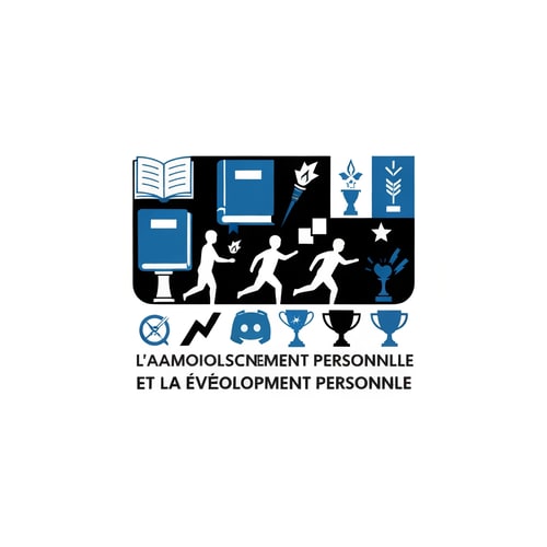 AI Design for creer moi un logo pour un server discord baser sur l'amelioration de soi et le developpement personnel avec ub style simpliste plus noir et bleu et style compet