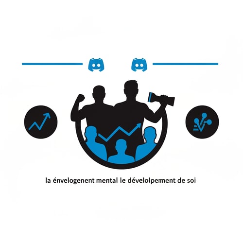 AI Design for creer moi un logo pour un server discord baser sur l'amelioration de soi et le developpement personnel avec ub style simpliste plus noir et bleu et style compet tres simpliste