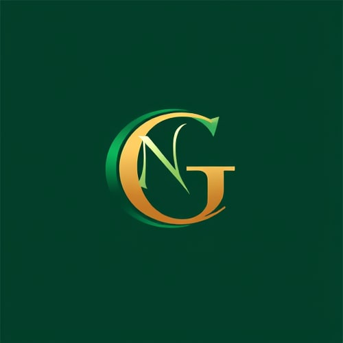 AI Design for Luxury monogram logo combining the letters C and G, designed so the shapes also form the letters N and T within the structure. The letters should be connected with a rope or ribbon effect to symbolize gifting and wrapping. Elegant, minimal, vector style, with premium colors like emerald green and gold
