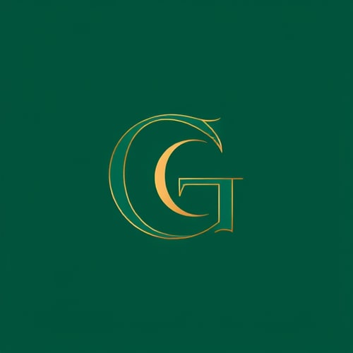 AI Design for Monogram logo combining the letters C and G, with strokes shaped like elegant ribbon or rope. The body of the design should subtly form the letters N and T inside the CG. Minimal, luxury style, vector-based, using emerald green and gold