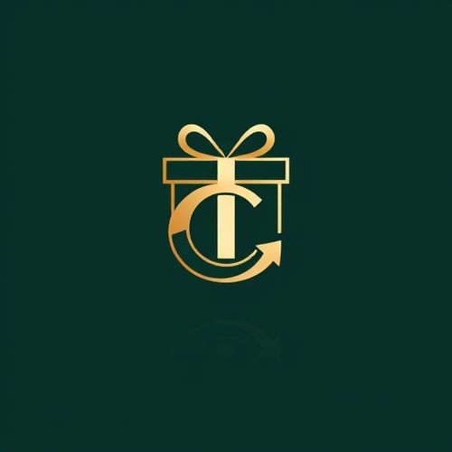 AI Design for Minimal luxury logo design featuring a gift box integrated with the letter C. The letter C should form part of the box structure, wrapping around it like packaging. Clean, modern, vector style with sharp lines and smooth curves. Use a premium color palette (gold, emerald green, ivory). No flowers or extra details, just a stylish combination of a box and the letter C