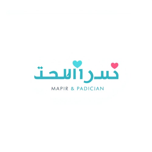 AI Design for Create a professional, elegant, and modern typographic logo using Persian letters for the name "دکتر وجیهه غنایی". The logo should reflect a pediatrician's brand identity, emphasizing trust, care, and friendliness for children. Use smooth, playful curves combined with sophisticated typography suitable for a medical professional. Prefer pastel colors (soft blues, greens, or pinks) and minimalistic design elements related to children, like subtle icons of toys, balloons, or abstract child-friendly shapes. Ensure readability of the Persian text and a clean, versatile design for use on business cards, clinic signs, and digital platforms.