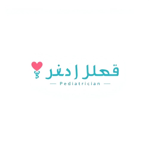 AI Design for Create a professional, elegant, and modern typographic logo using Persian letters for the name "دکتر وجیهه غنایی". The logo should reflect a pediatrician's brand identity, emphasizing trust, care, and friendliness for children. Use smooth, playful curves combined with sophisticated typography suitable for a medical professional. Prefer pastel colors (soft blues, greens, or pinks) and minimalistic design elements related to children, like subtle icons of toys, balloons, or abstract child-friendly shapes. Ensure readability of the Persian text and a clean, versatile design for use on business cards, clinic signs, and digital platforms.