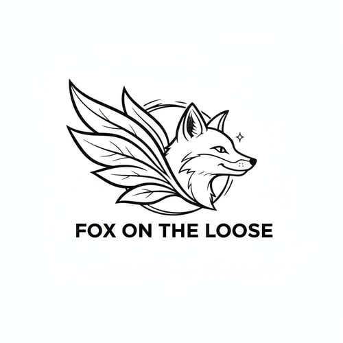 AI Design for i want to design a logo for a name called fox on the loose 
The logo is for an artist page designating an artist with wild thoughts expressing it freely, and a symbol to express its freedom like leafs as wings...
The logo should be a sketch but not too complicated. lets say something that could work as a stamp. 
Make it look good on black and white outline no gradients 
Avoid complicated illustration. The audience for this logo are 18 and above