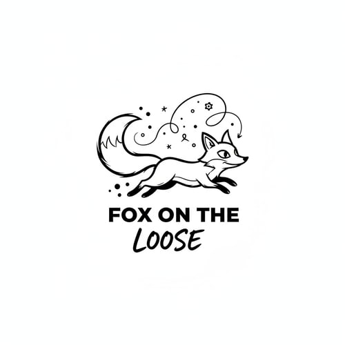 AI Design for Please design a logo for a name called fox on the loose 
The logo is for an artist page designating an artist with wild thoughts expressing it freely 
The logo should be playful yet a tiny bit corporate 
Make it look good on black and white outline no gradients 
Avoid complicated illustration