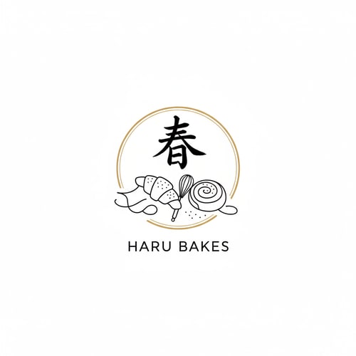AI Design for A pastry logo with Haru, it should be have simple pastry element