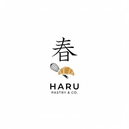 AI Design for A pastry logo with Haru, it should be have simple pastry element