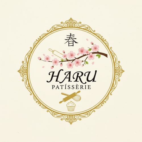 AI Design for A pastry logo with Haru, classic logo.